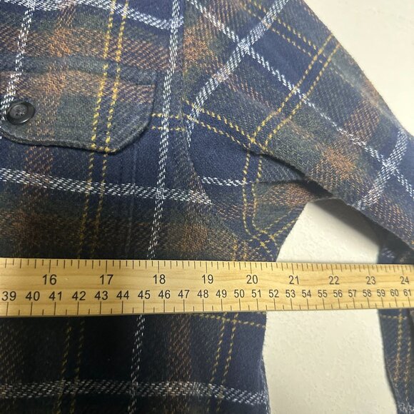 Orvis Button Up Casual Shirt Men L Plaid Blue Lumberjack Gorp Winter Fall Tough - Picture 7 of 14